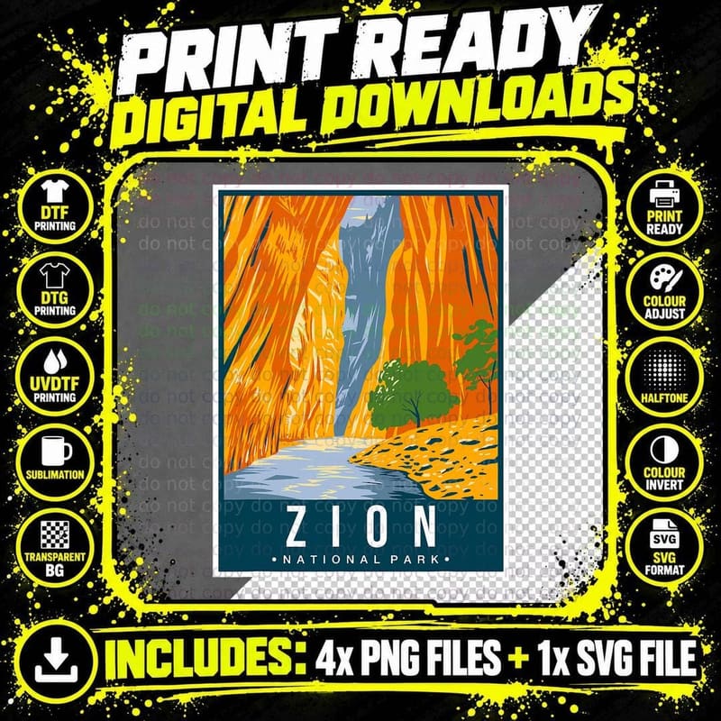 Zion National Park Nature T-Shirt Png SVG Digital Bundle