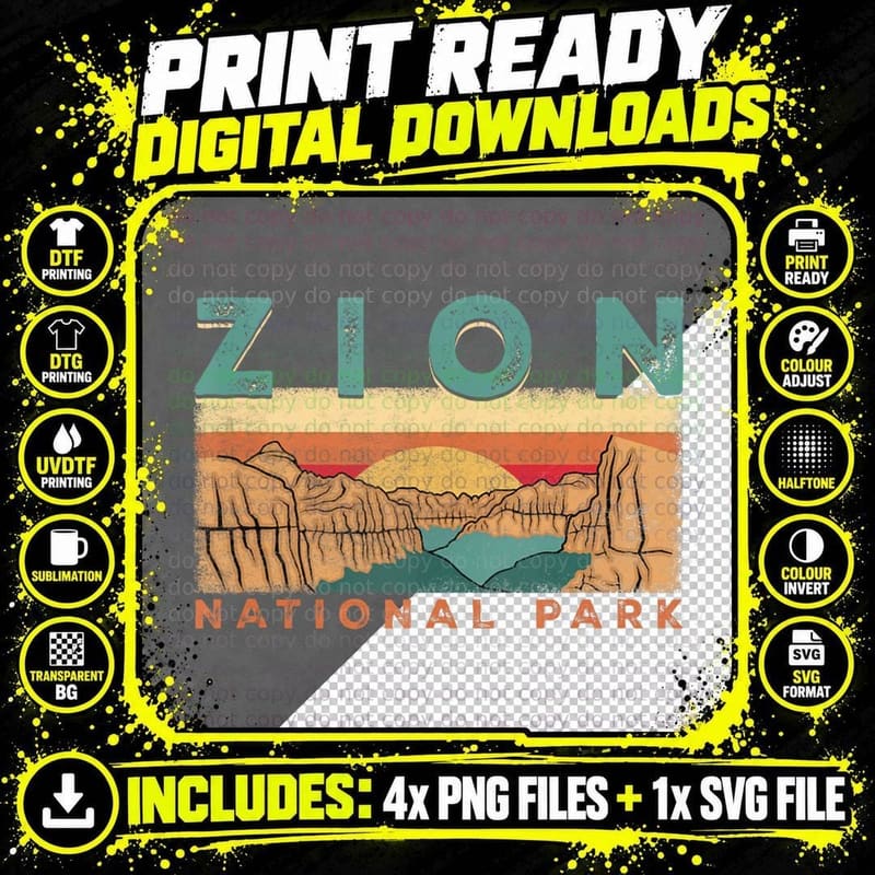 Zion National Park, Personality Gift Design T-Shirt Png SVG Digital Bundle