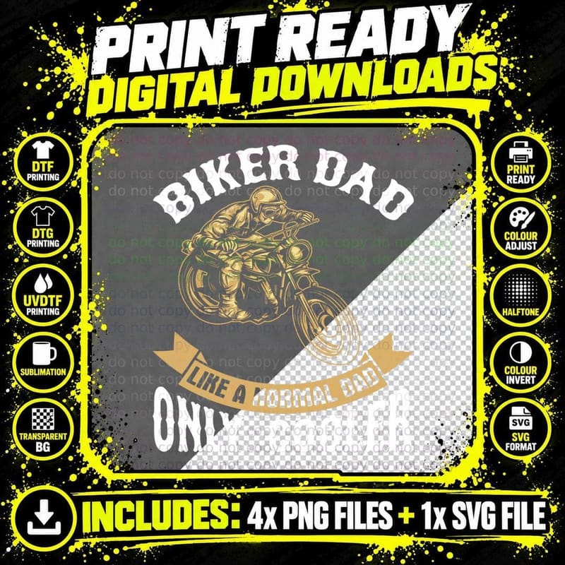 Biker Dad - Motorcycle T-Shirt Png SVG Digital Bundle