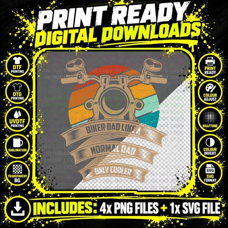 Biker Dad Like a Normal Dad Only Cooler Motorcycle Png SVG Digital Bundle