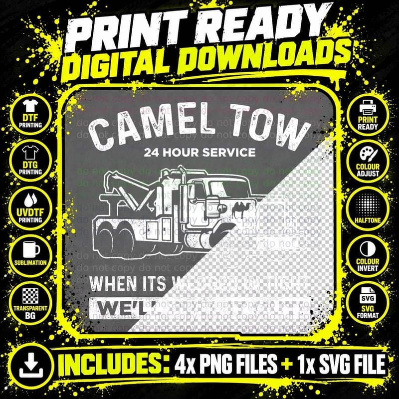 Camel Towing Shirt Tow Truck Adult Humor Camel Towing Png SVG Digital Bundle
