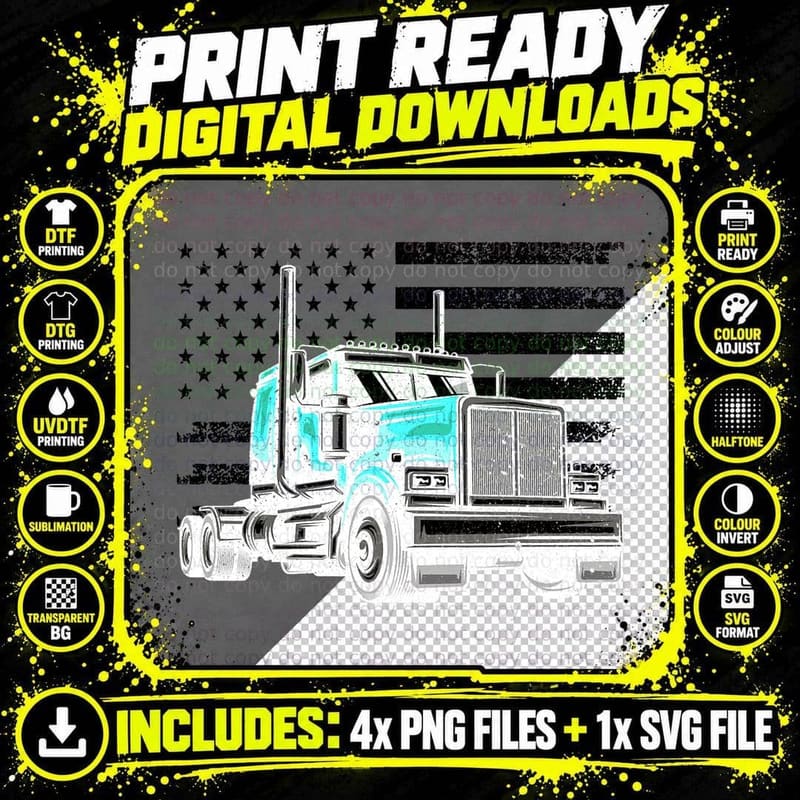 Cool Truck Design for Men Women Trucker Vehicle Truck Png SVG Digital Bundle