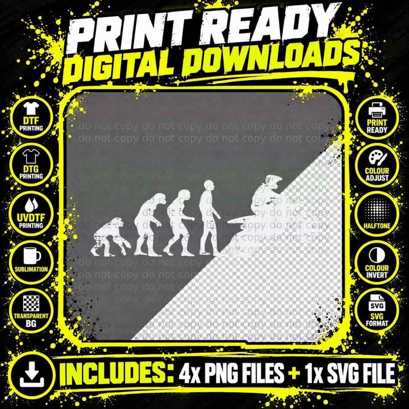 Dirt Bike Evolution Motorcycle Motocross Biker Men Women Png SVG Digital Bundle