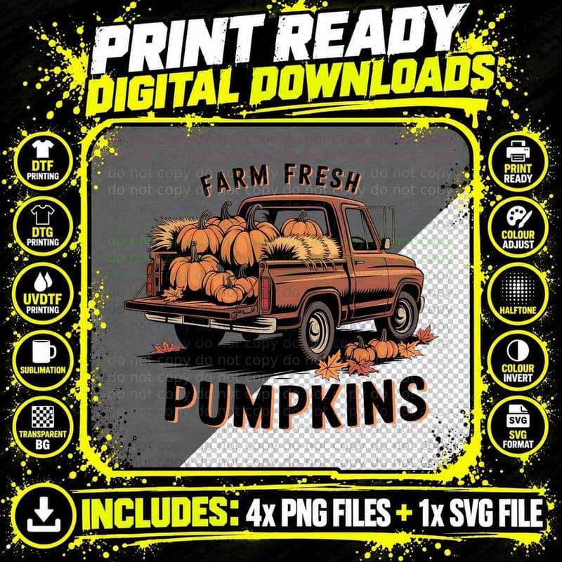 Farm Fresh Pumpkins Fall T-Shirt, Farm Fresh Pumpkins Png SVG Digital Bundle