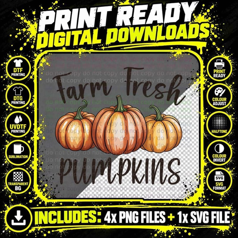 Farm Fresh Pumpkins Fall T-Shirt, Farm Fresh Truck Png SVG Digital Bundle