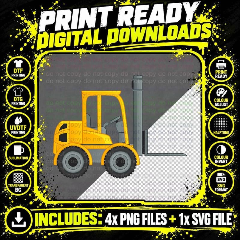 Forklift T-Shirt for Kids Lift Truck Png SVG Digital Bundle