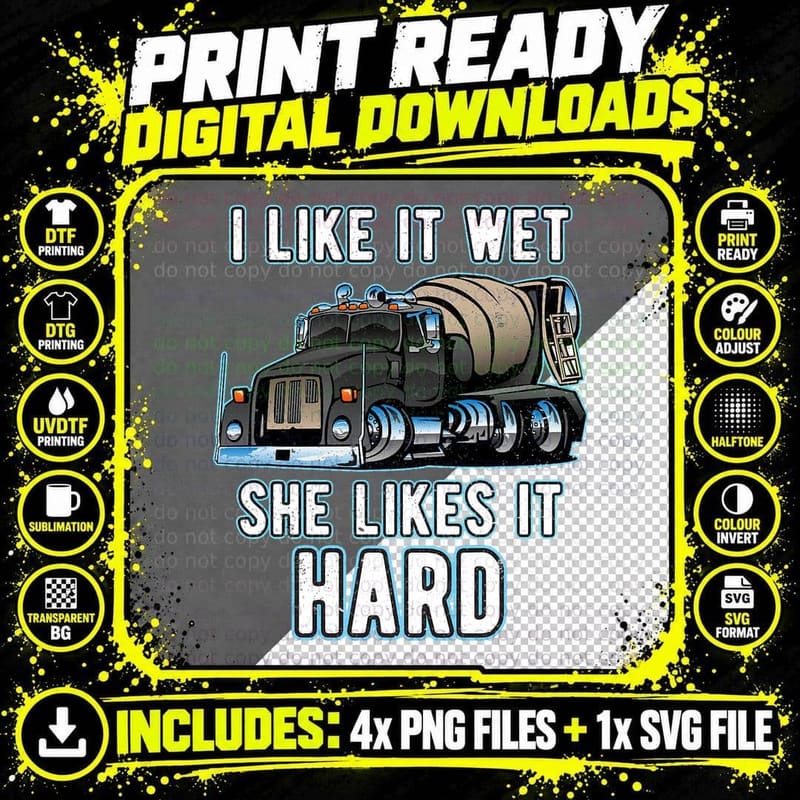 Funny Concrete Mixer - Cement Mixer Truck Driver Present Png SVG Digital Bundle