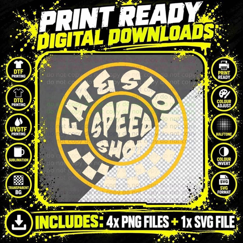 Funny Fat & Slow Garage Logo Mechanic Png SVG Digital Bundle