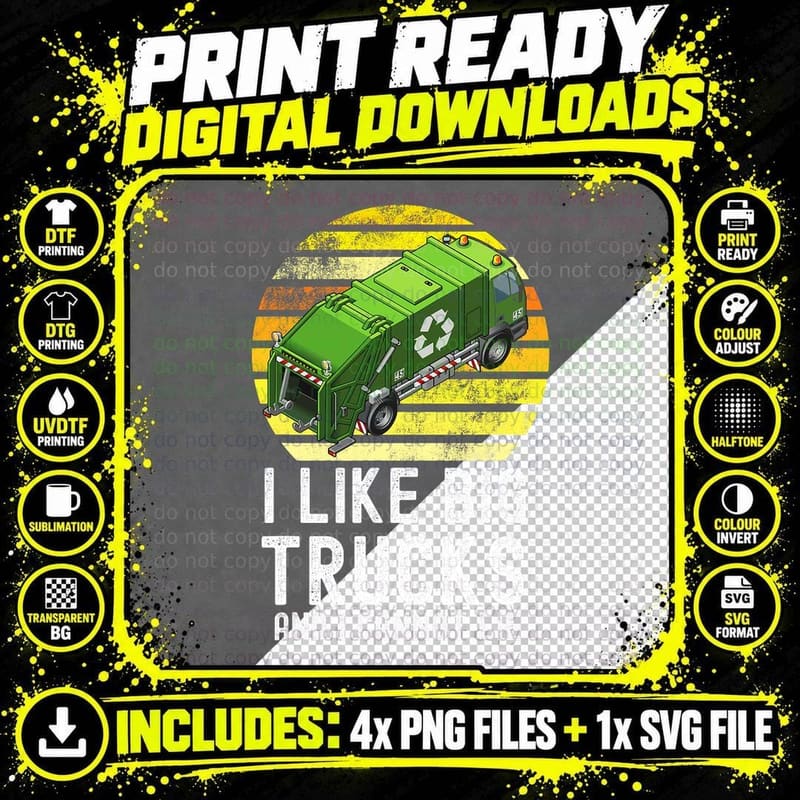 Funny Kids Recycling Garbage Trash Truck Toddler 5t 4t Png SVG Digital Bundle
