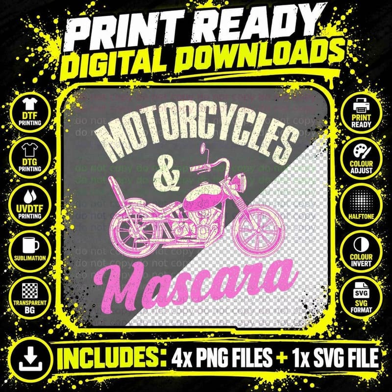 Funny Motorcycle Biker Mascara Motorbike Riding Women Png SVG Digital Bundle