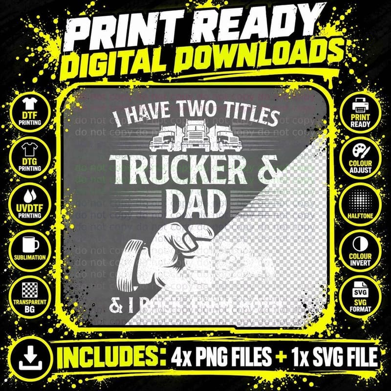 Funny Truck Driver Art Dad Trucker Men Truck Driving Png SVG Digital Bundle
