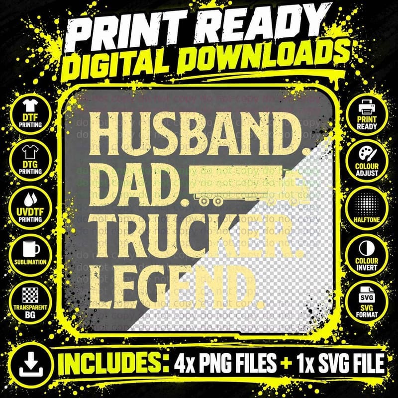 Funny Trucker Art for Truck Driver Husband Men Dad Png SVG Digital Bundle