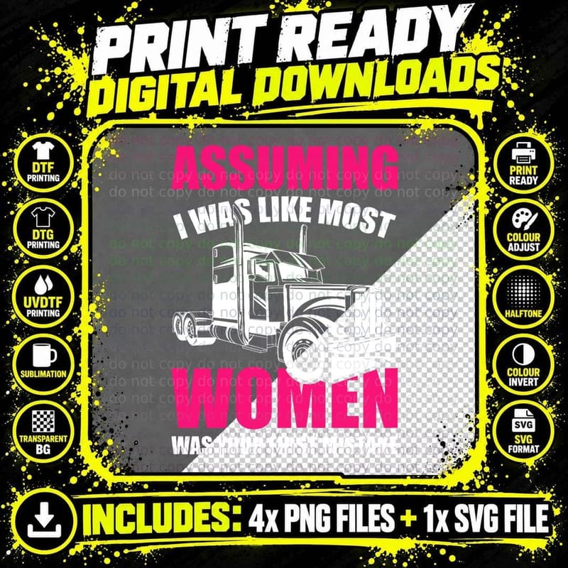 Funny Trucker Female Trucking Big Semi Truck Png SVG Digital Bundle