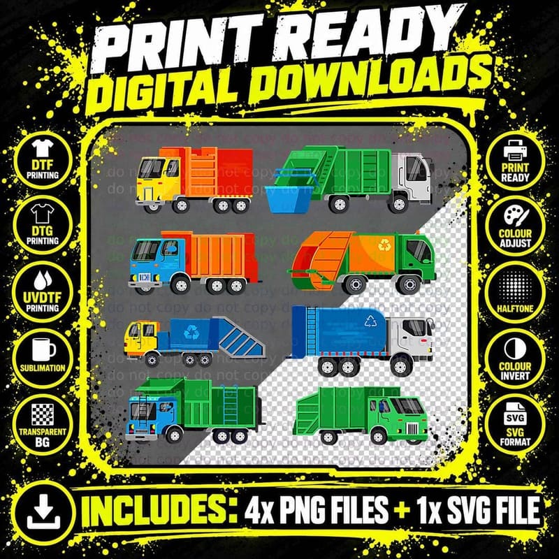Garbage Truck Trash Waste Separation Costume Kids Png SVG Digital Bundle