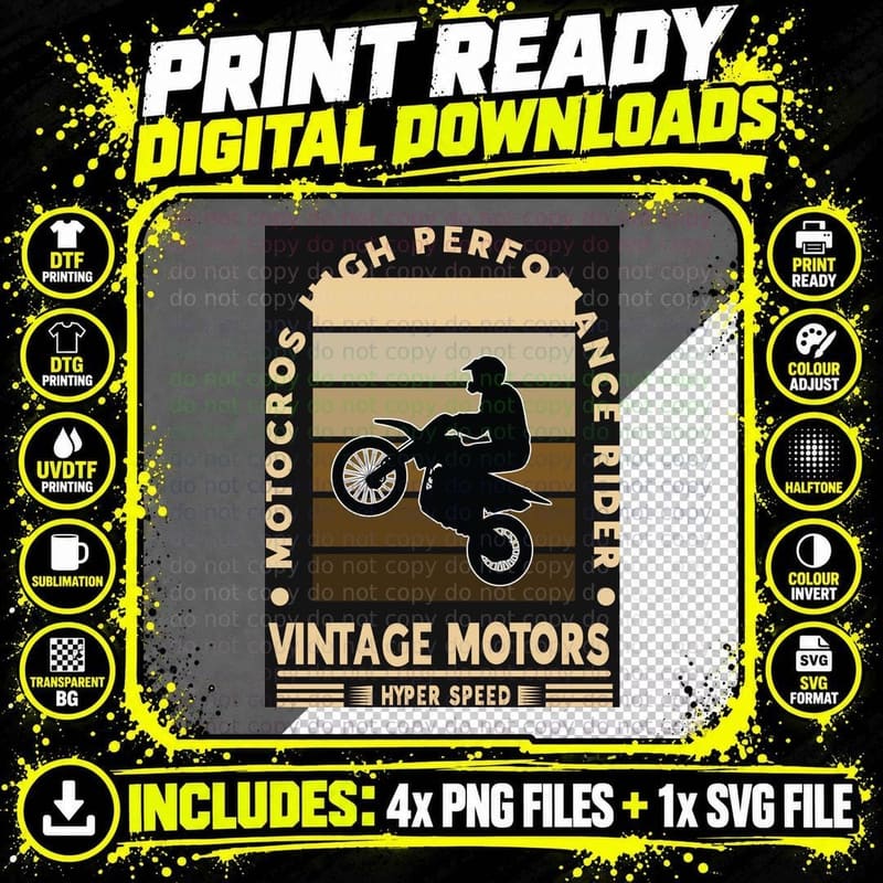 High Performance Rider Vintage Motors Hyper Speed Png SVG Digital Bundle