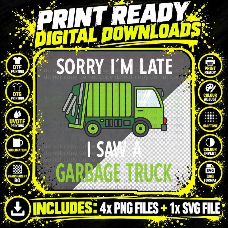 I Saw a Garbage Truck Costume Recycling Garbage T-Shirt Png SVG Digital Bundle