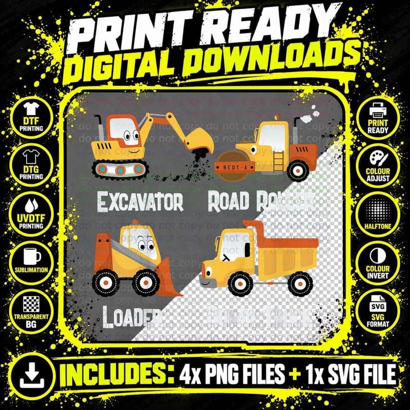 Kids Toddler Construction Shirt Dump Truck Png SVG Digital Bundle