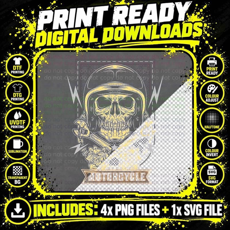 Motorcycle Biker Club T-Shirt, Biker Style Png SVG Digital Bundle