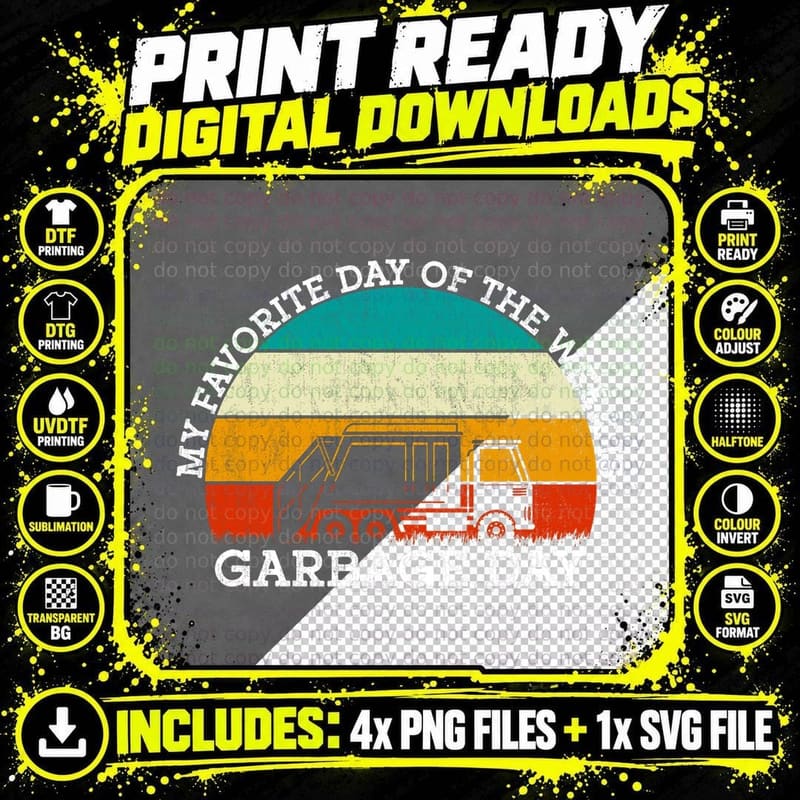 My Favorite Day Is Garbage Day - Kids Trash Garbage Png SVG Digital Bundle