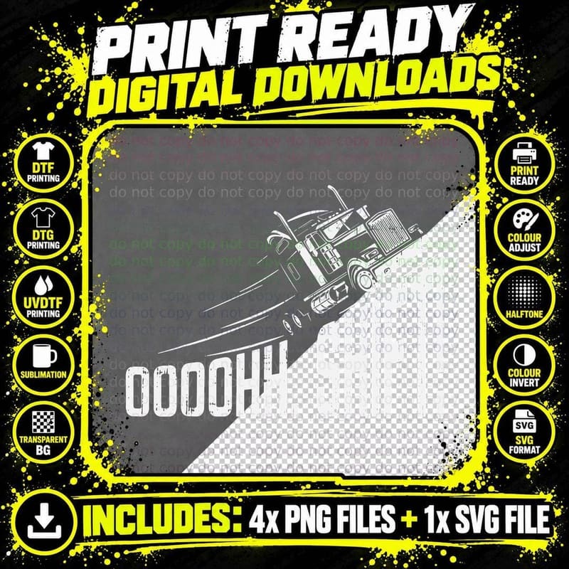 Ohh Shift Funny Truck Gear Big Rig Semi Trucker Driver Png SVG Digital Bundle
