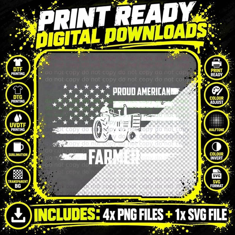 Proud American Farmer T-Shirt, American Farmer on Png SVG Digital Bundle