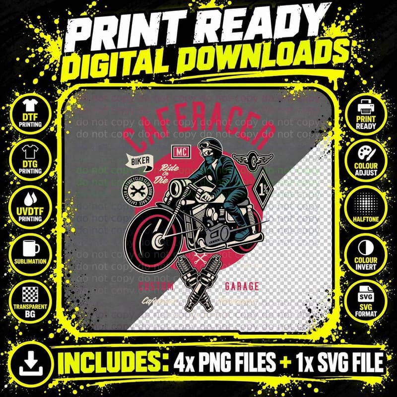 Saferacer Biker Ride Me Custom Garage Caferacer Vintage Png SVG Digital Bundle