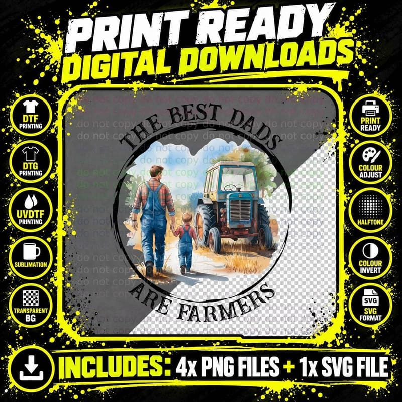 The Best Dads Are Farmers Farmer T-Shirt Png SVG Digital Bundle