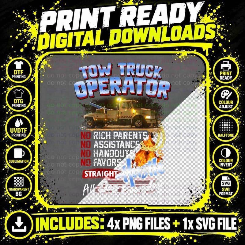 Tow Truck Operato Rshirt T-Shirt Png SVG Digital Bundle