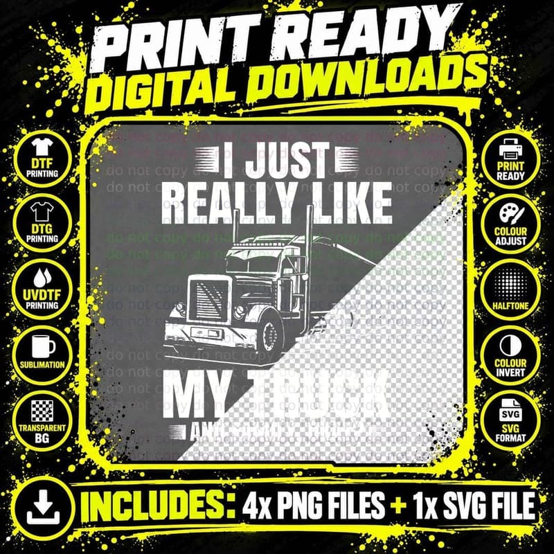 Truck Driver Design for Men Semi-Trailer Truckin Dad Big Png SVG Digital Bundle