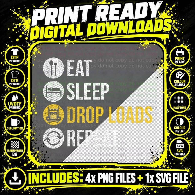Trucker Accessories for Truck Driver & Diesel Lover Png SVG Digital Bundle