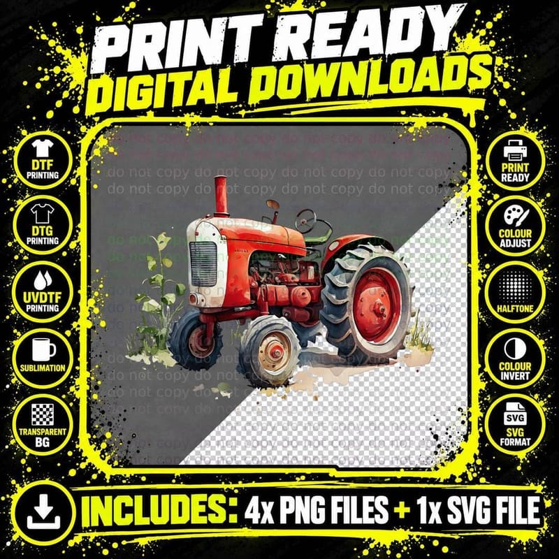 Vintage Tractor Amidst Greenery Farmer T-Shirt Png SVG Digital Bundle