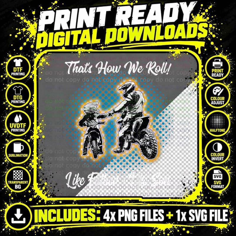 Awesome Father Like Son Dirt Bike Motocross Motorbike Png SVG Digital Bundle