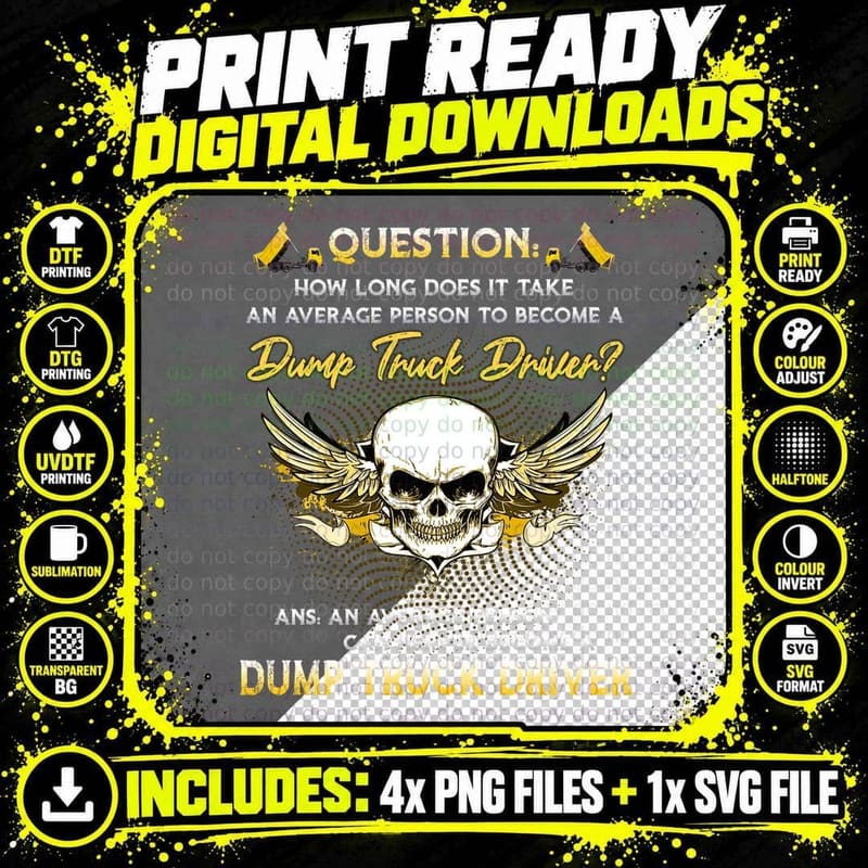 Become Dump Truck Driver T-Shirt, Gothic Skull Png SVG Digital Bundle