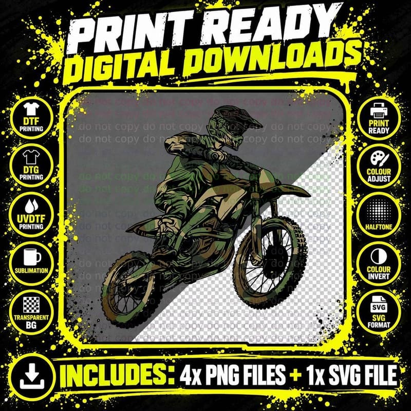 Best Dirt Bike Art for Men Women Dirtbike Motorcycle Png SVG Digital Bundle