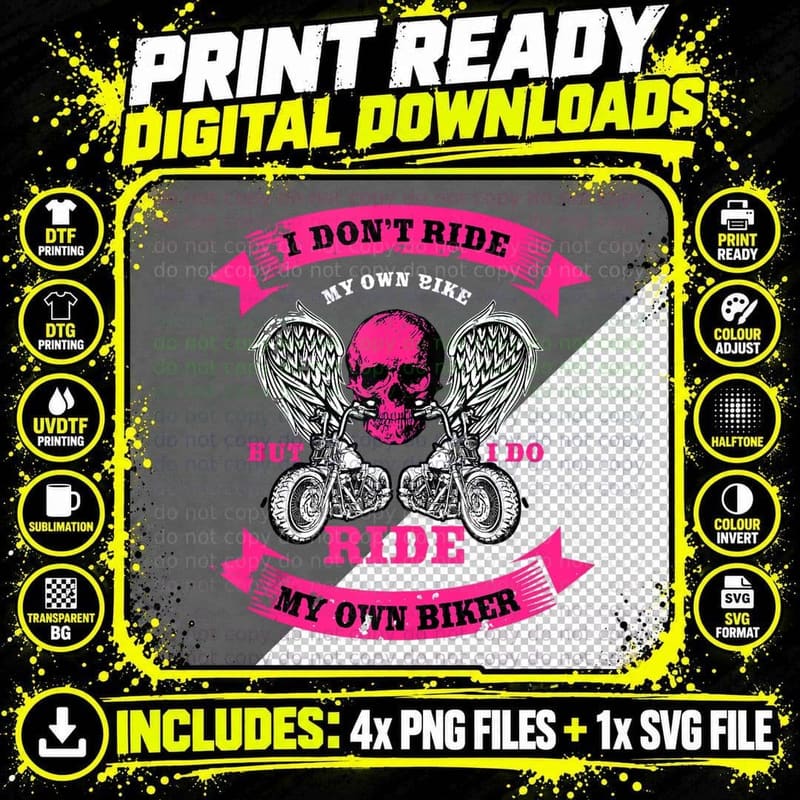Biker Gear Motorcycle Gifts Biker Chick I Ride My Biker Png SVG Digital Bundle