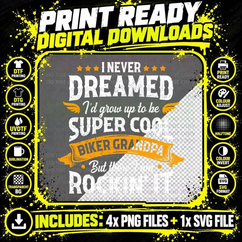 Biker Grandpa Vintage Motorcycle T-Shirt, Biker Apparel Png SVG Digital Bundle
