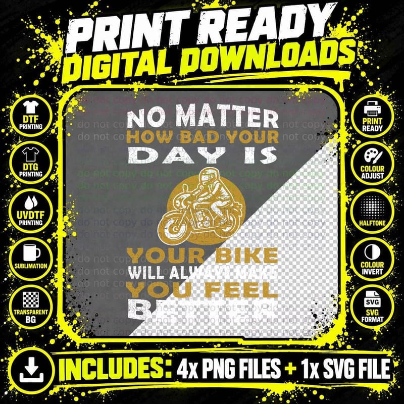 Biker Motive T-Shirt, Biker Style, Motorcycle Enthusiast Png SVG Digital Bundle