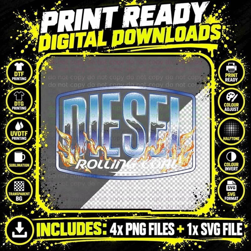 Diesel Rolling Coal Trucker Truck Driver Mechanic Retro Png SVG Digital Bundle