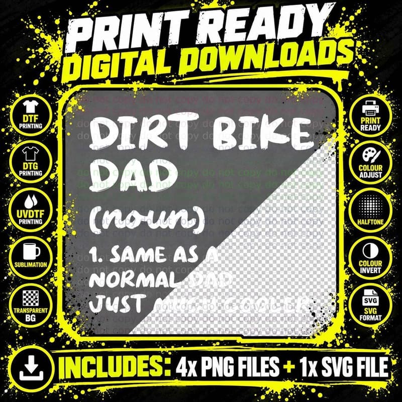 Dirt Bike Dad Definition Funny Dirt Biking Biker T-Shirt Png SVG Digital Bundle