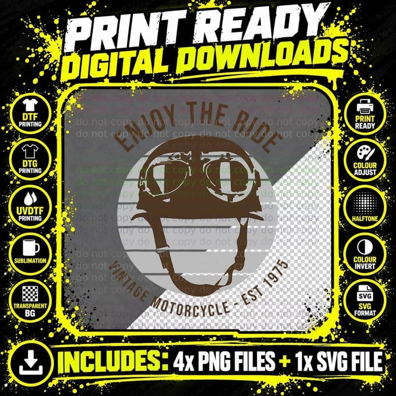 Enjoy Ride Motorcycle Est 1975 Motorcycle Biker T-Shirt Png SVG Digital Bundle