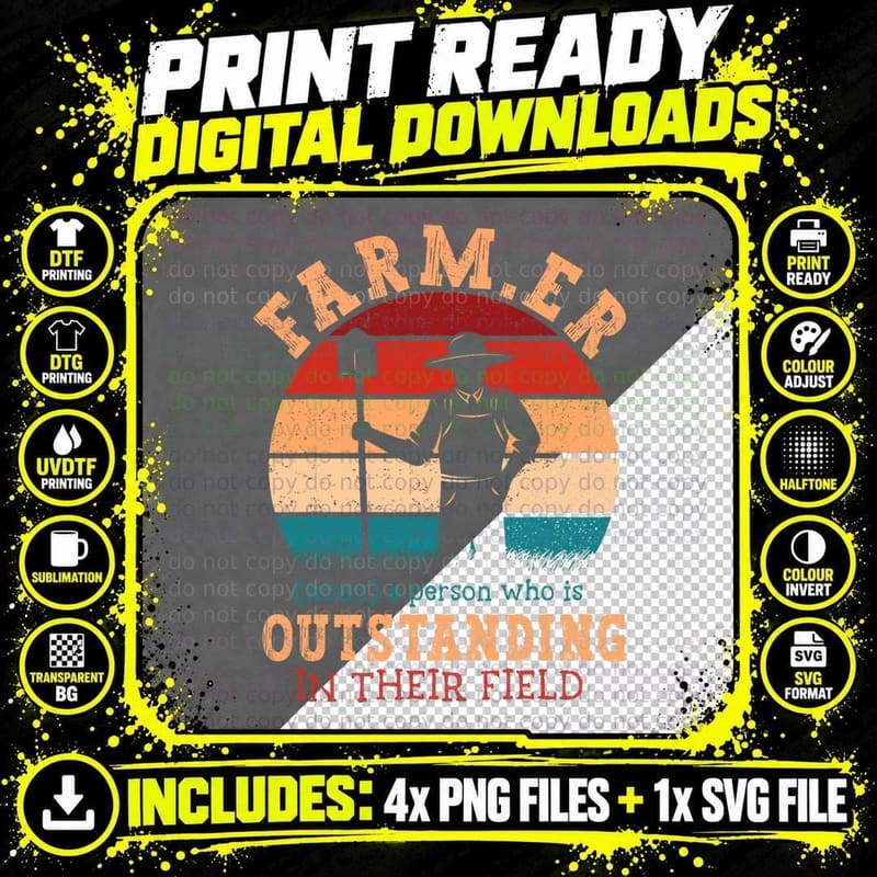 Farmer Definition Funny Farming Farm Tractor Animals Png SVG Digital Bundle