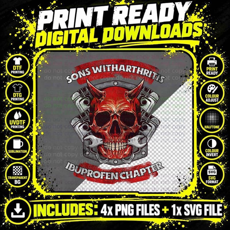 Father Sons with Arthritis Ibuprofen Chapter Motorcycle Png SVG Digital Bundle