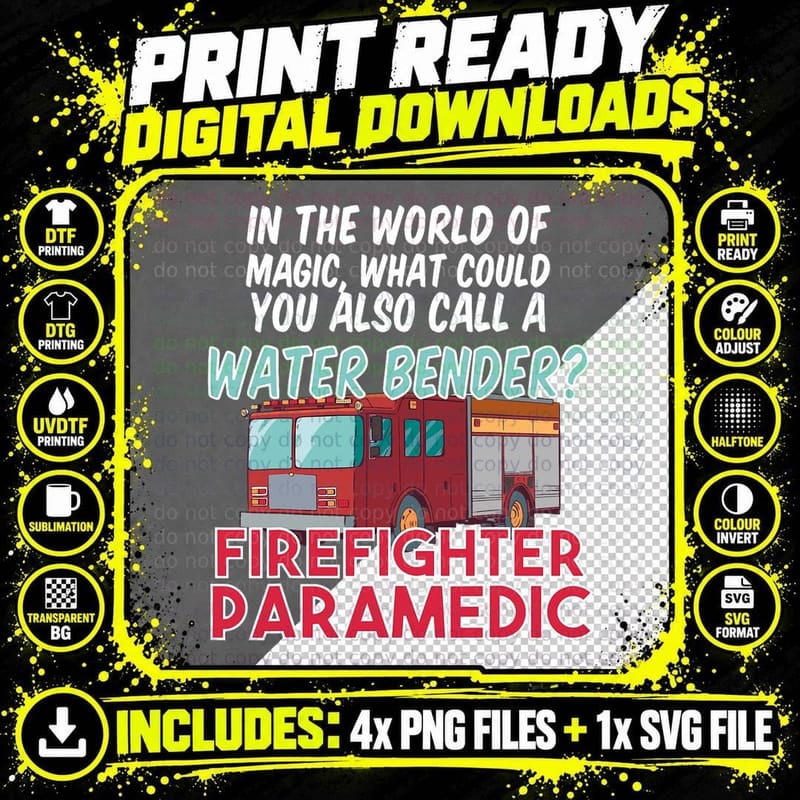 Fire House Department Work Fire Truck Firefighter Png SVG Digital Bundle