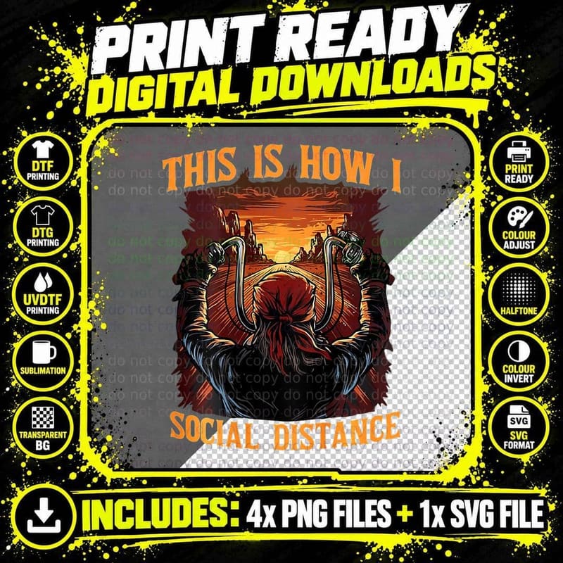 Funny Biker Quotes Social Distancing Motorcycle Rider Png SVG Digital Bundle