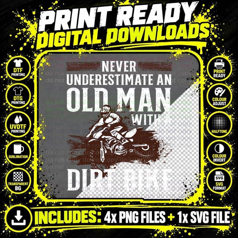 Funny Dirt Bike Art for Dirtbike Lover Men Grandpa Png SVG Digital Bundle