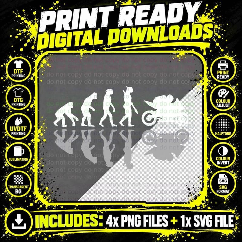 Funny Human Evolution Motorcycle Lovers Motorcyclist Png SVG Digital Bundle