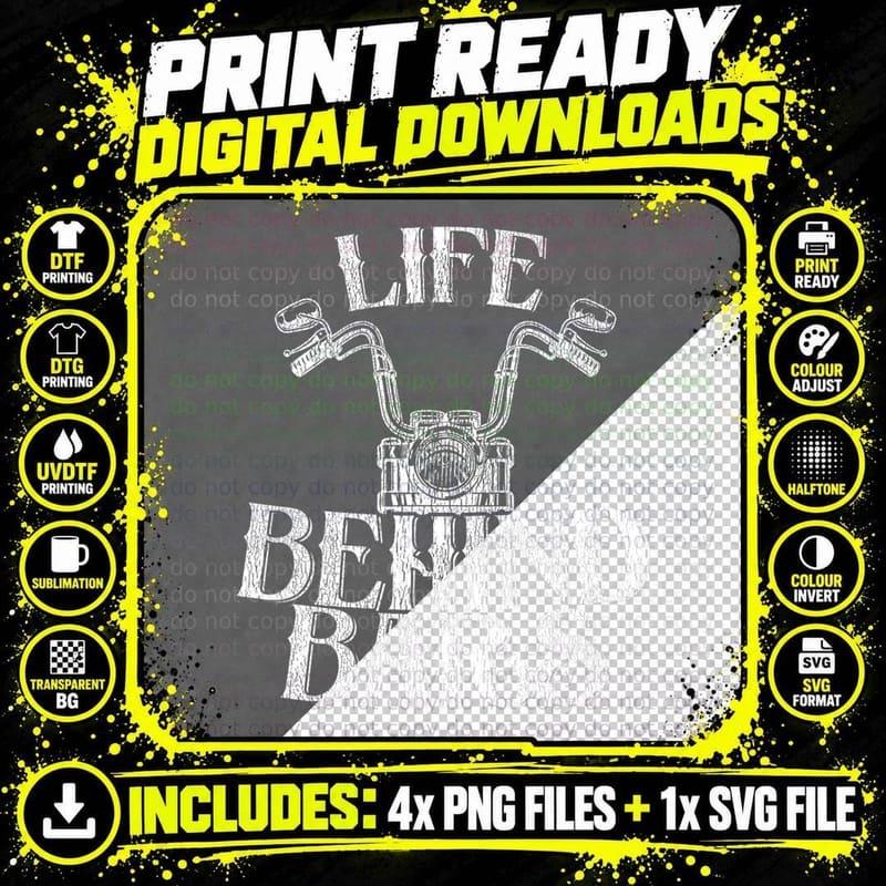 Funny Life Behind Bars Distressed Motorcycle T-Shirt Png SVG Digital Bundle