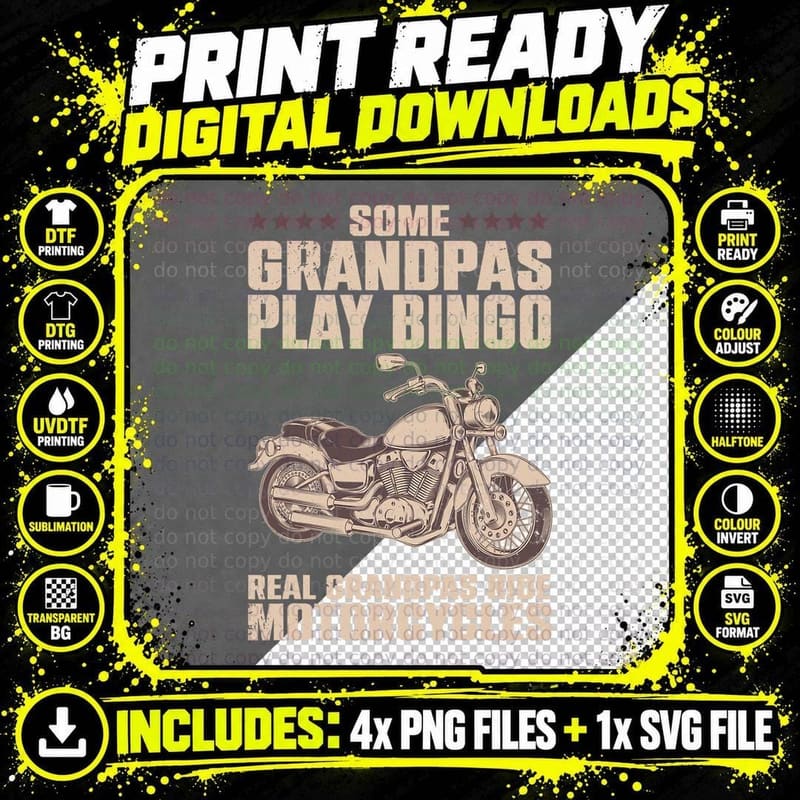 Funny Motorcycle Grandpa T-Shirt, Biker Humor Png SVG Digital Bundle