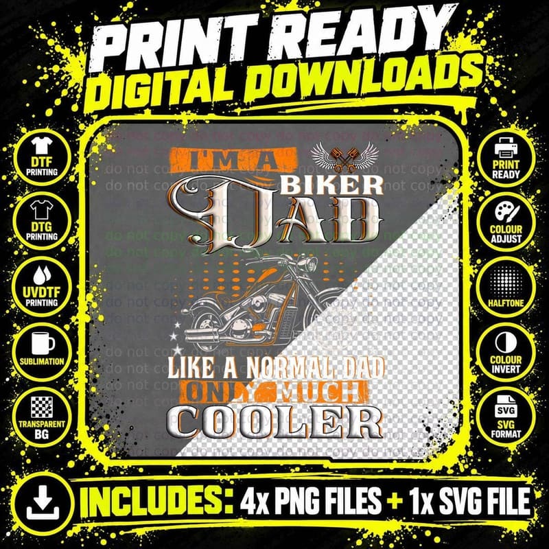 Gentlemen Funny - I'm a Biker Dad Saying Motorcycle Png SVG Digital Bundle