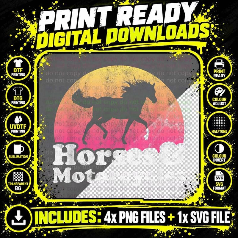 Horse and Motorcycle Women or Girls Horses Motorcycles Png SVG Digital Bundle
